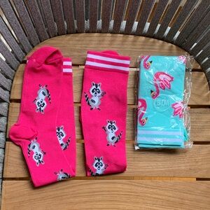 NWOT, Pink and Aqua Animal Print  compression Socks